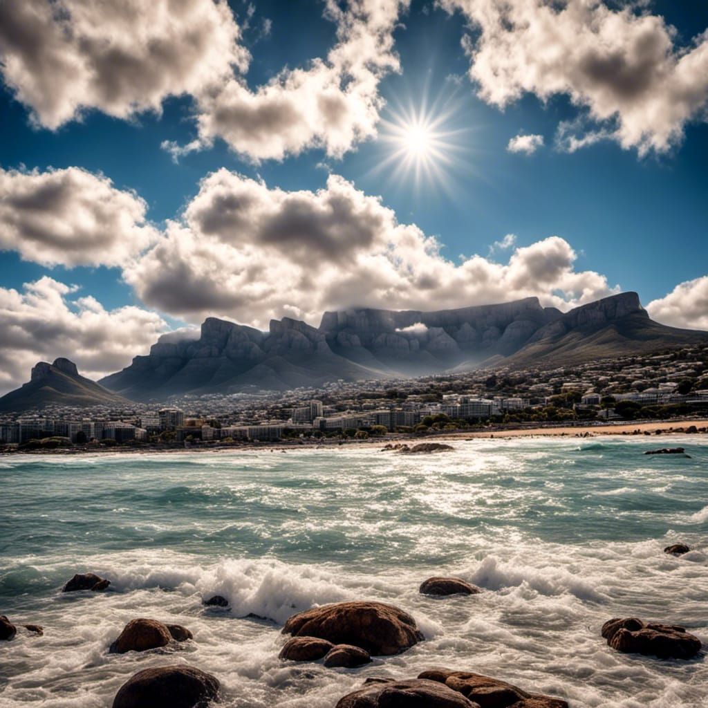 Artistic View of Cape Town and Table Mountain