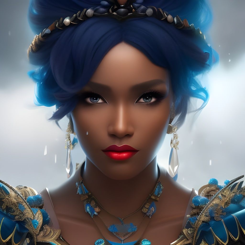 Ice Goddess with Crown of Icicles, Hyperdetailed Art