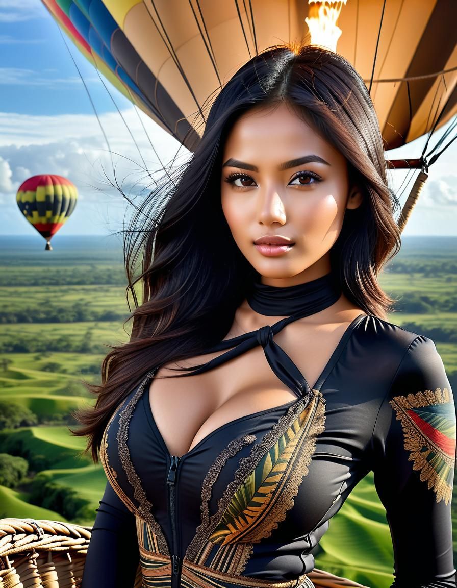 Indonesian Woman in Hot Air Balloon at 16K