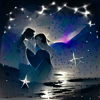 Black and White Stars in a Night Scene