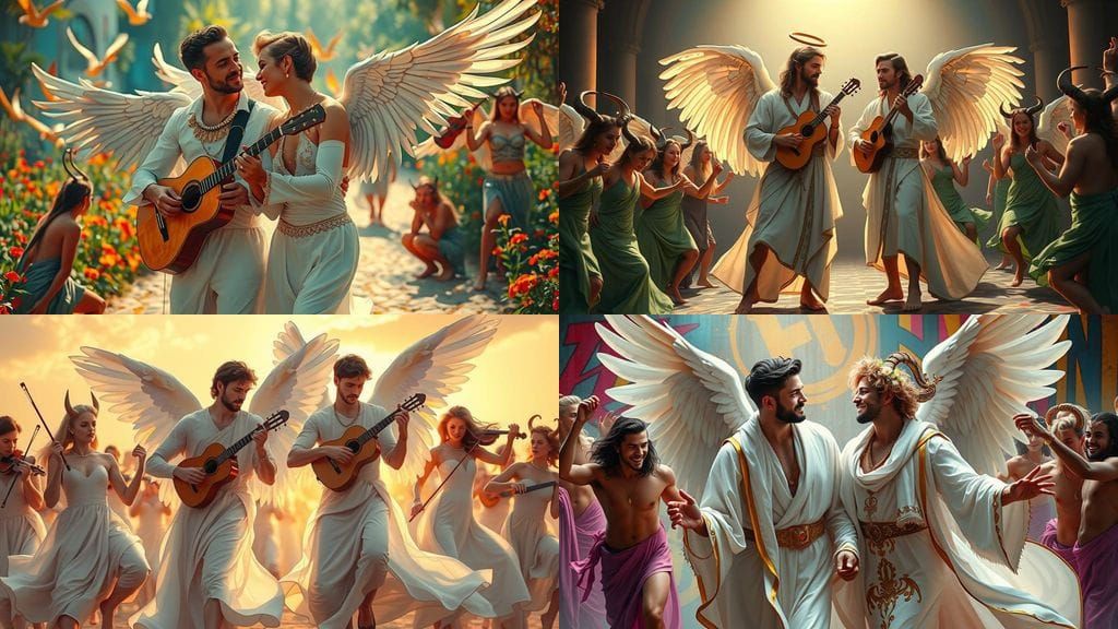 Gay Angel Couple in Vibrant Street Art Scene