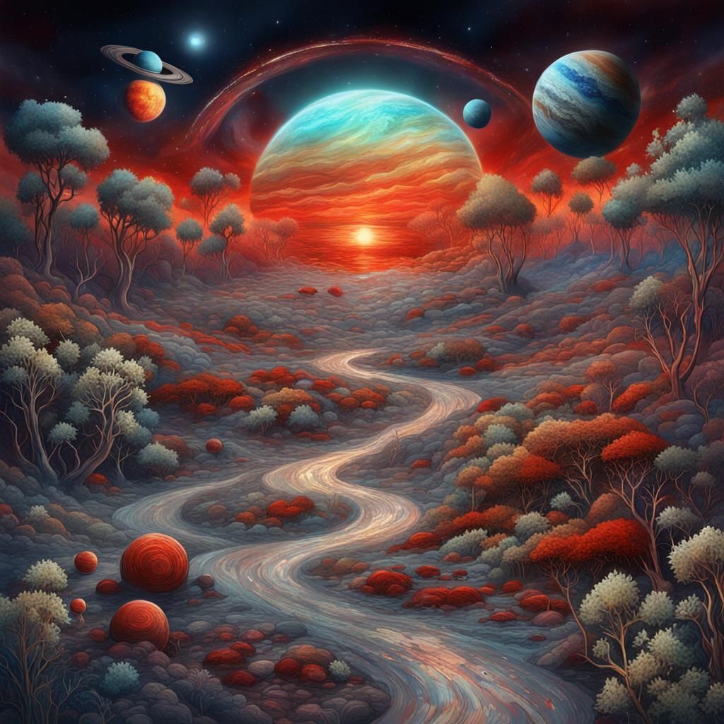 Surreal Astral Landscape Inspired by Visionary Art