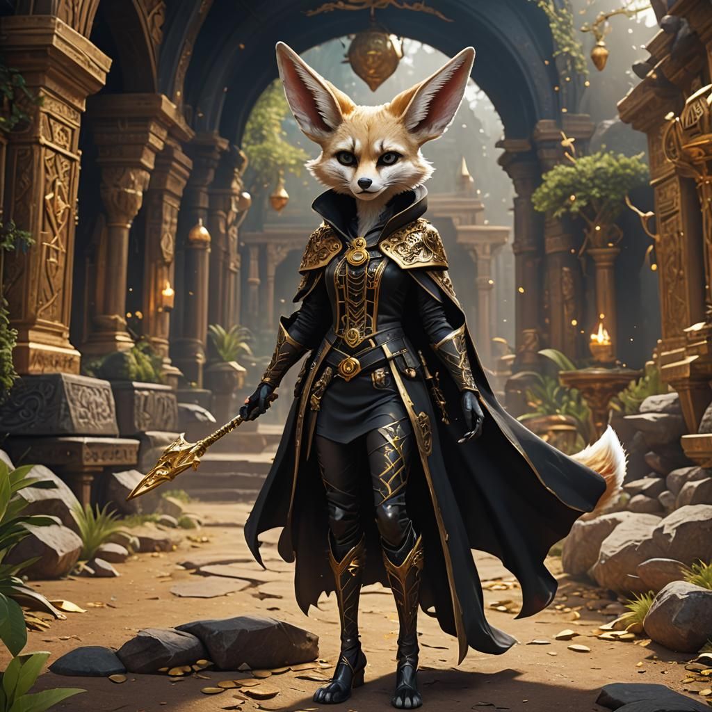 Fennec Fox Sorcerer in Detailed Fantasy Art