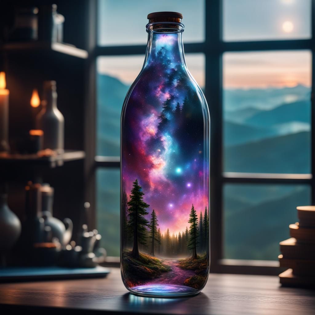 Galaxy in a Bottle in Fantasy Woods
