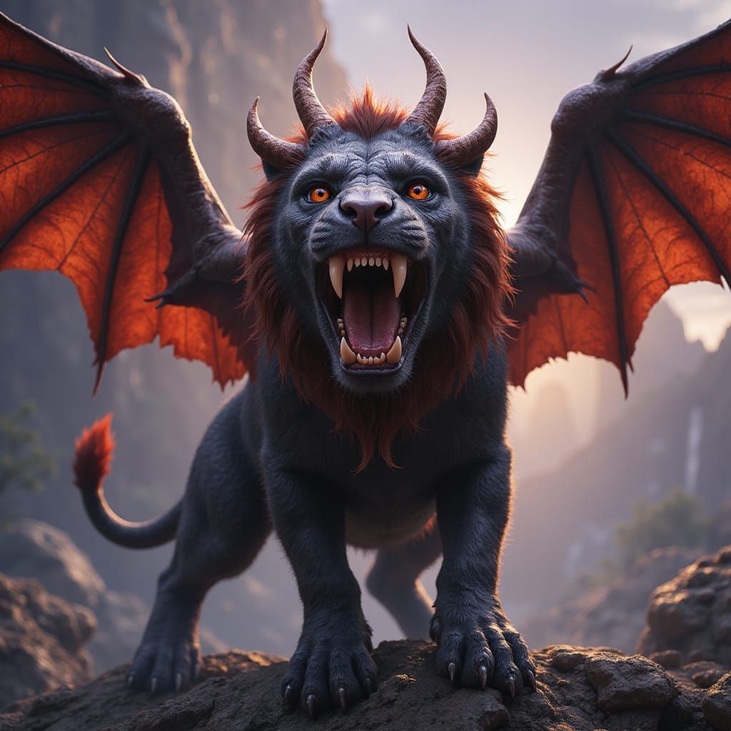 Mystical Lion of Legend Takes Flight