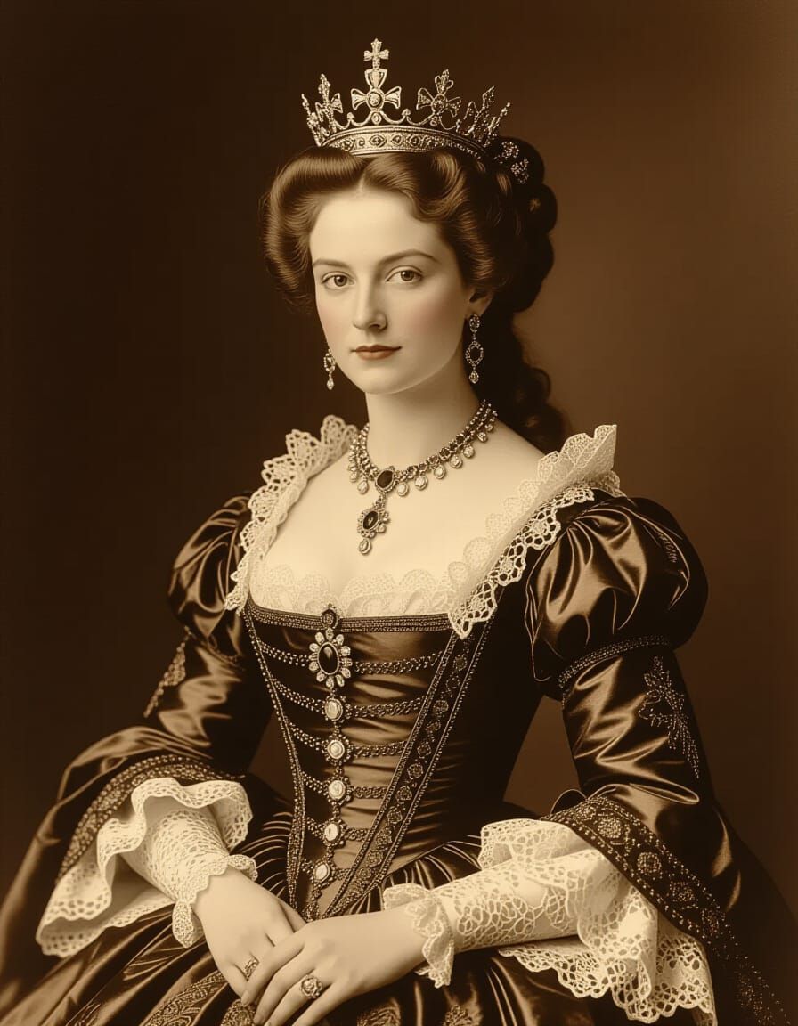 Catherine of Braganza: Sepia-Toned Baroque Portrait