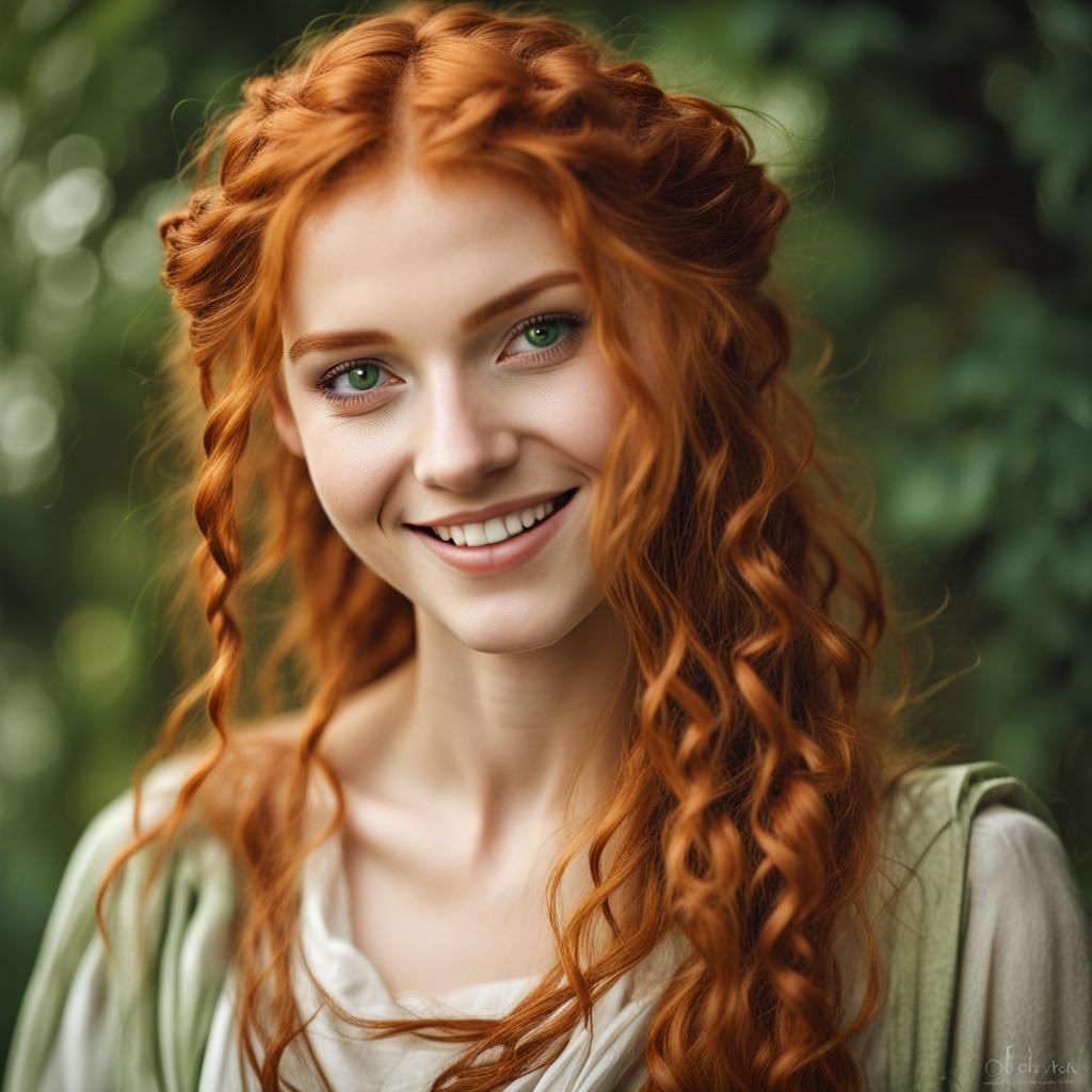 Ancient Greek Beauty with Red Hair Portrait