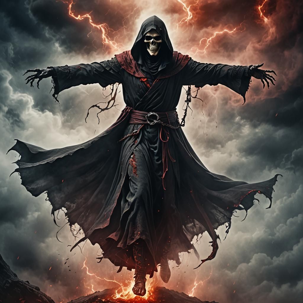 Levitating Grim Reaper Devil in Dark Fantasy Art