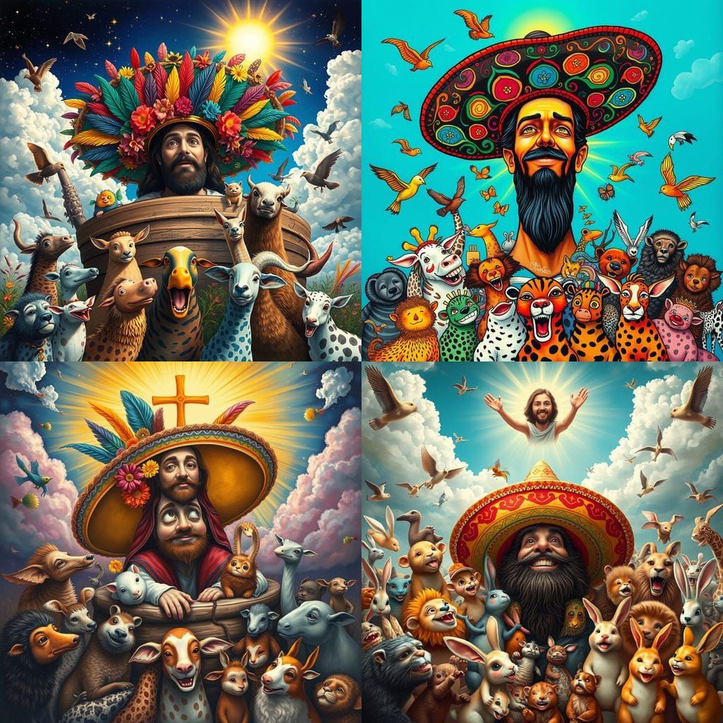 Sombrero Ark: Animals Celebrate Under Divine Gaze