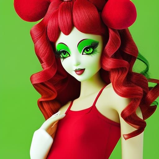 Strawberry Character in Abstract Art Style