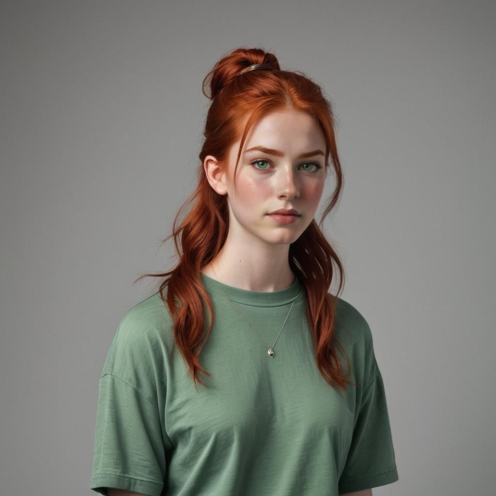 Red-Haired Girl Portrait in 3D Anime Style