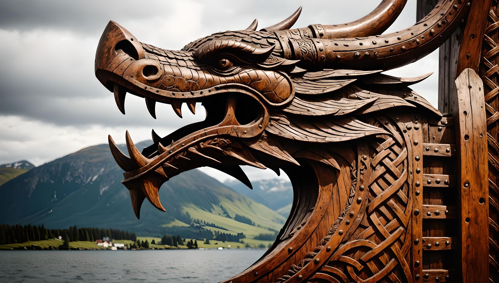 Viking Longship Dragon Head in Urnes Style
