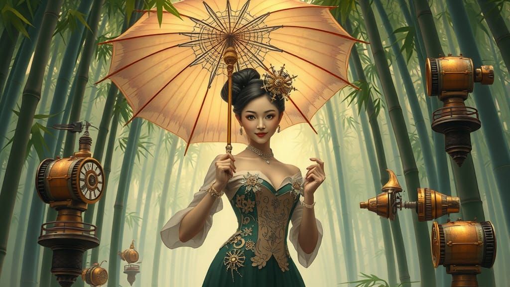 Steampunk Goddess Among Bamboo