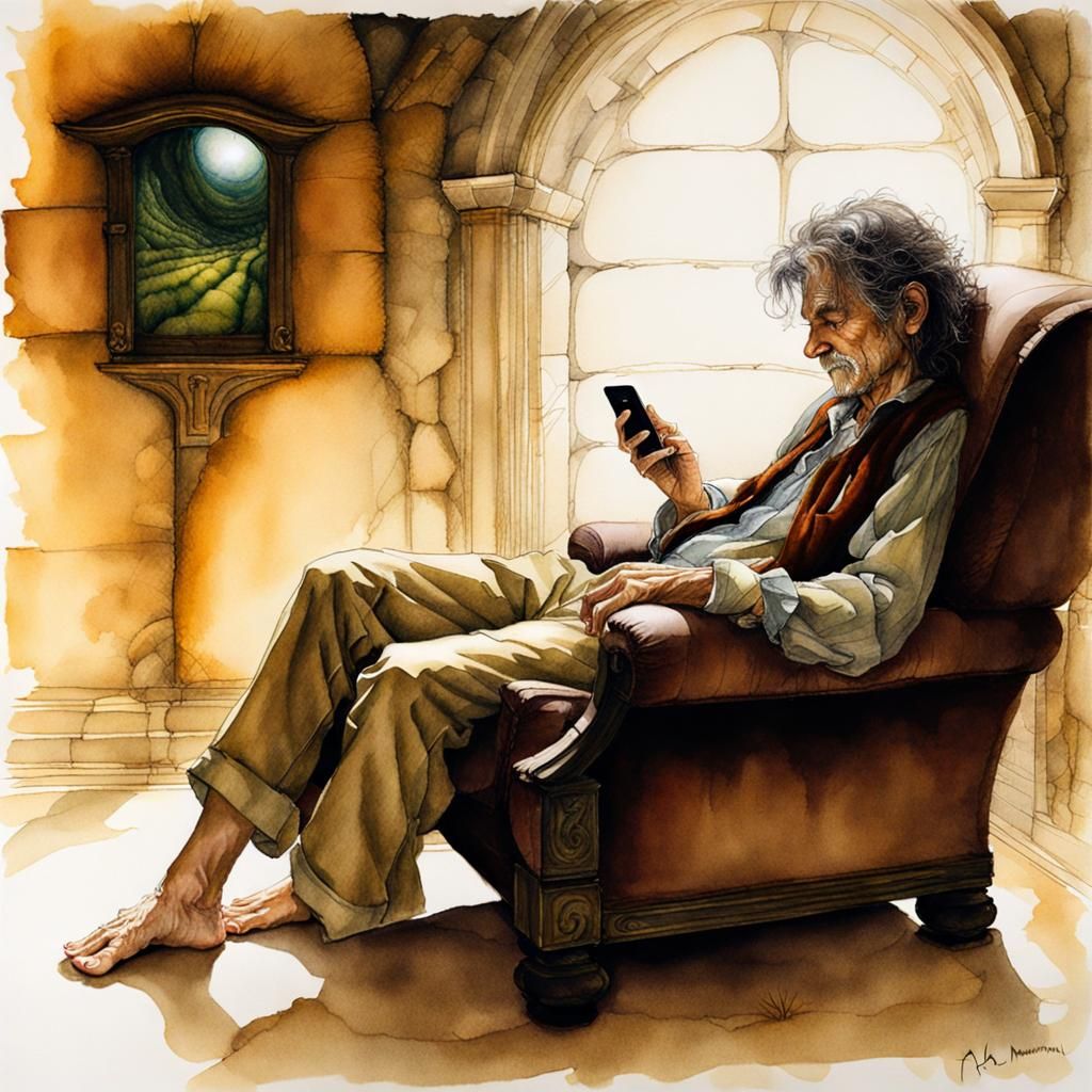 Hobbit Slumber: Chiaroscuro Fantasy Illustration
