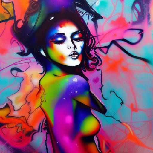 Emotional Woman in Graffiti Art Style