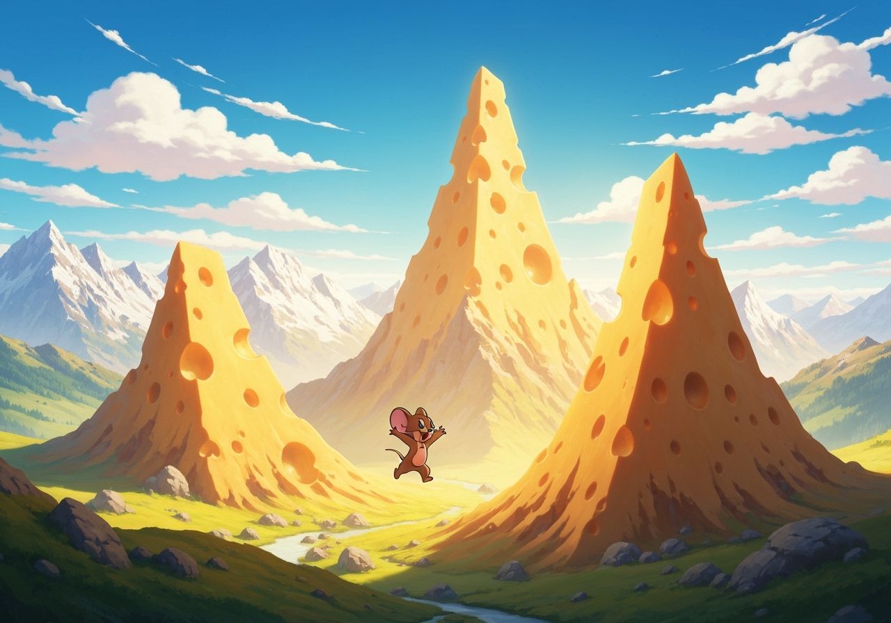 Swiss Alps Made of Cheese with Dancing Mouse