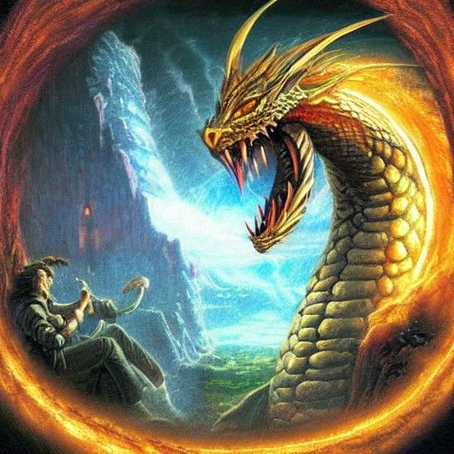 Ouroboros Dragon in Matrix Fantasy Style