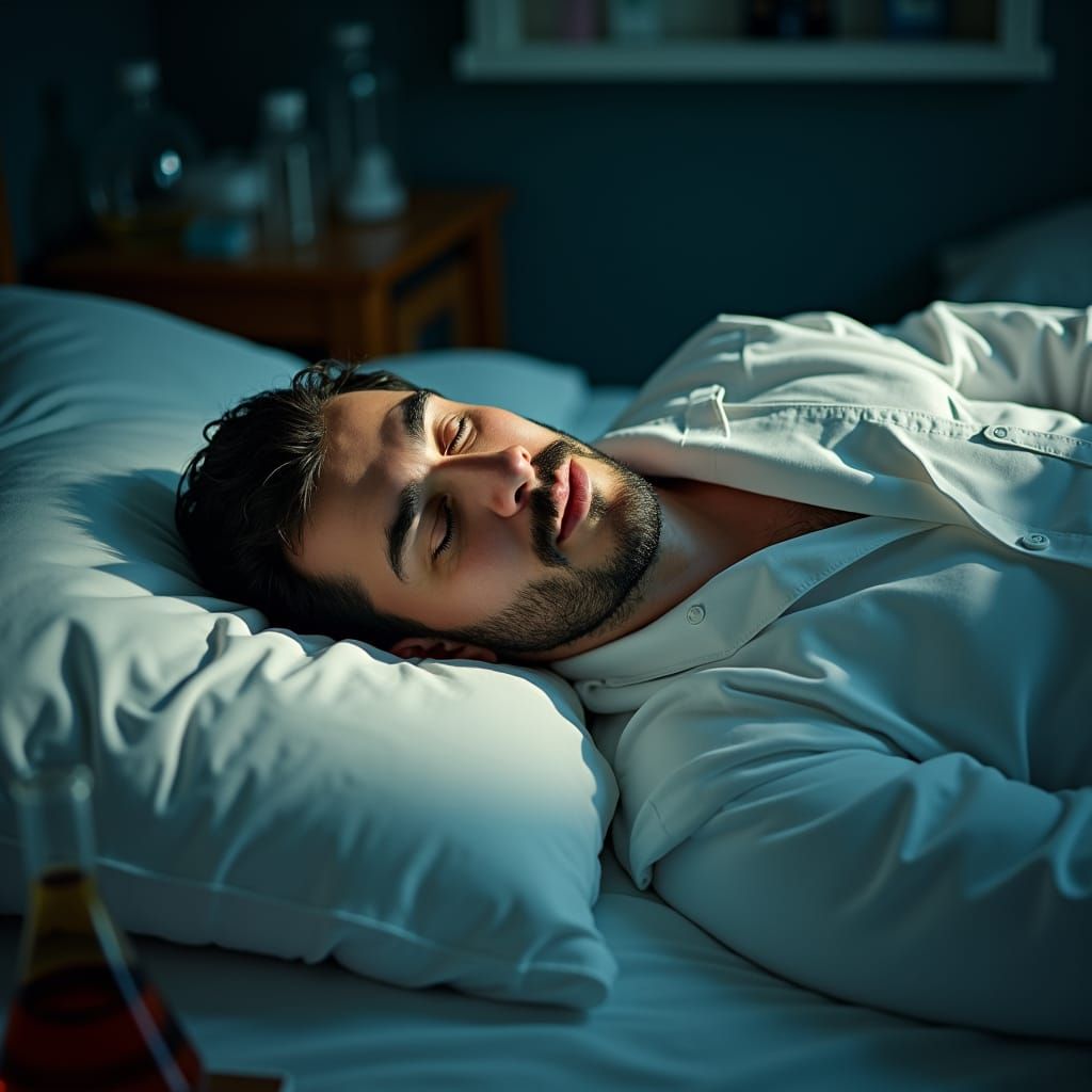 Serene Scientist: Cinematic Bedroom Scene