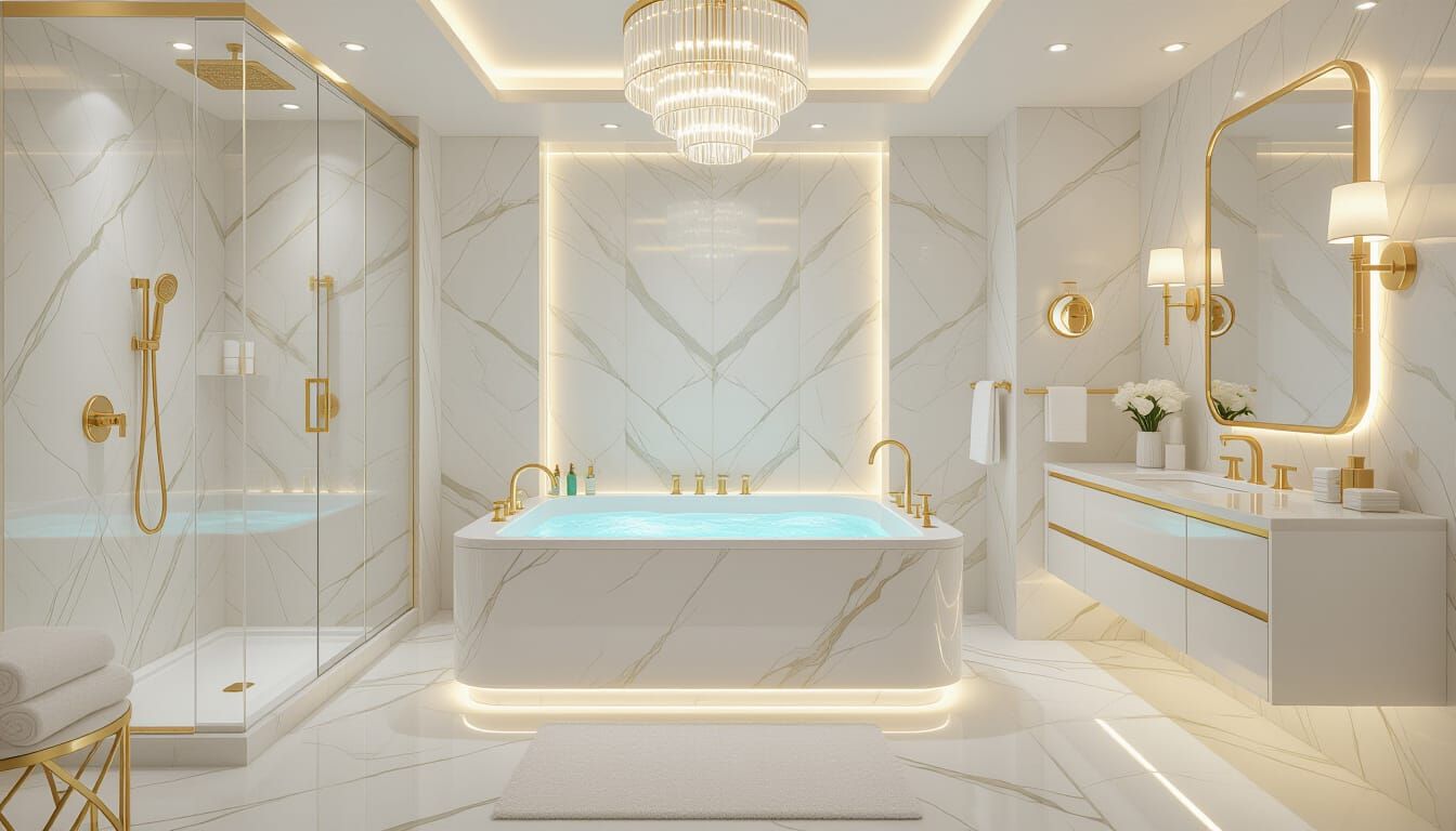 Luxury Modern White and Gold Bathroom Design