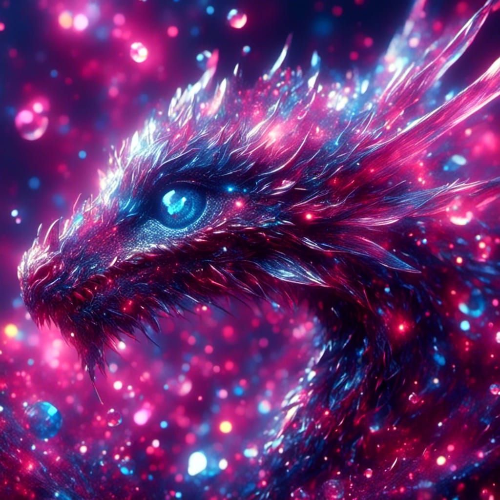 Cute Baby Dragon with Iridescent Crystal Scales