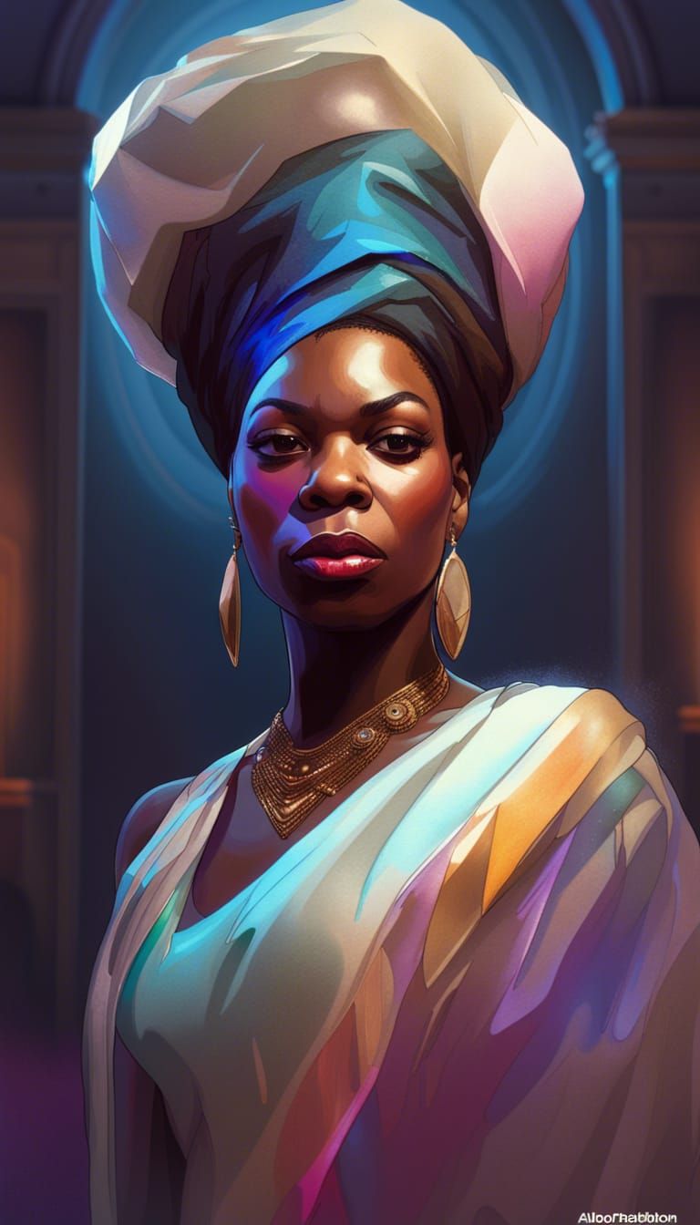 Nina Simone Priestess Portrait in Art Nouveau Style