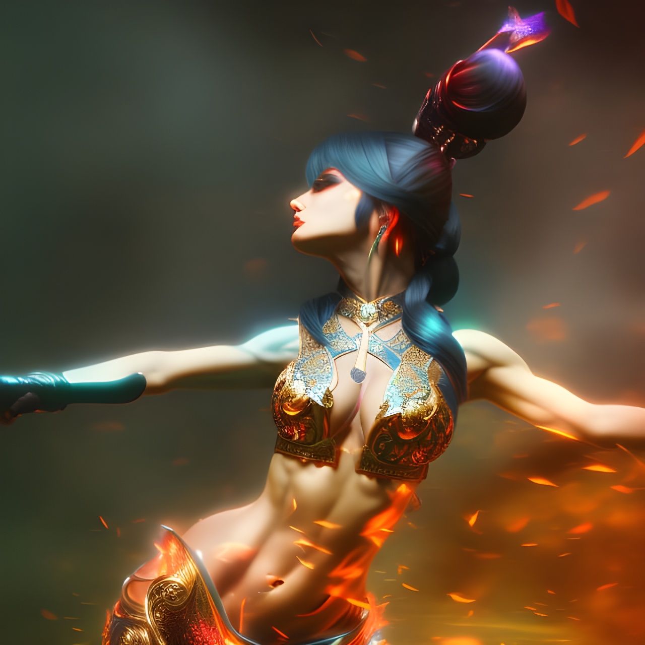 Luminous Celtic Plasma Ribbon Dancer in Photorealism