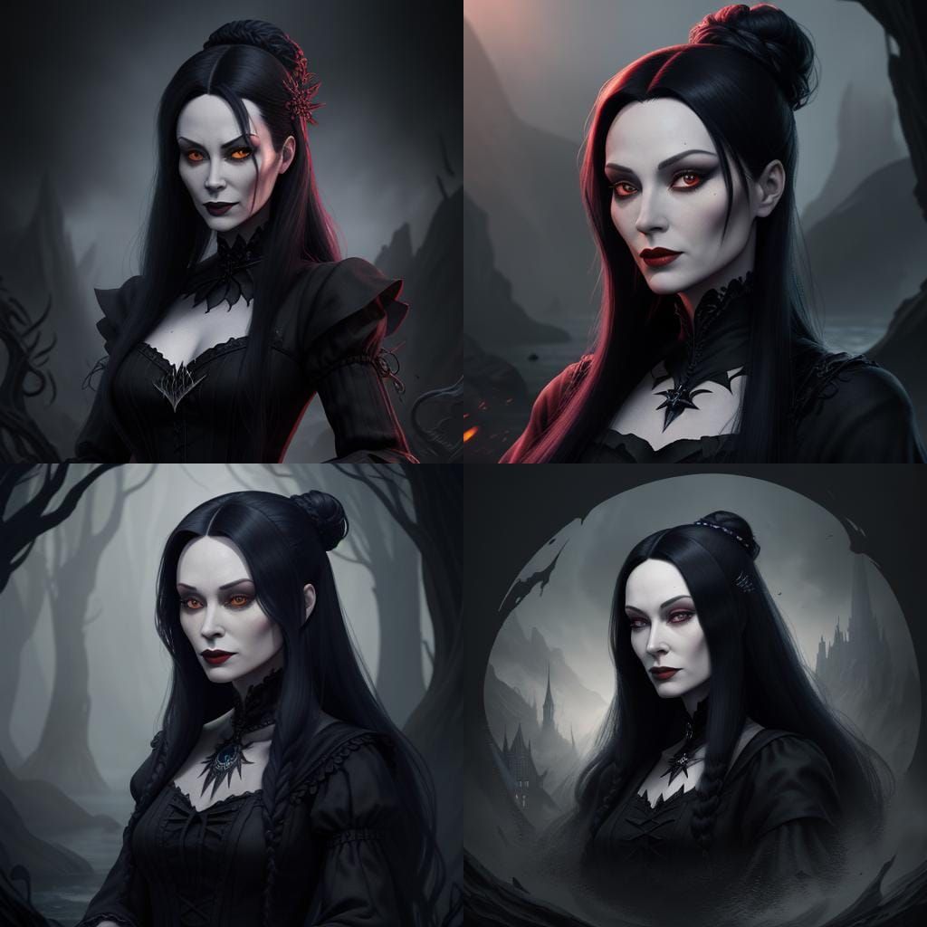 Morticia Addams Detailed Matte Painting