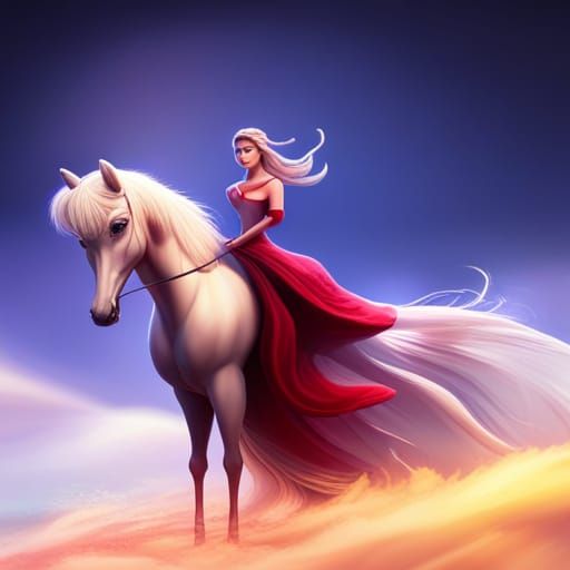 Princess on Horseback: 3D Digital Art