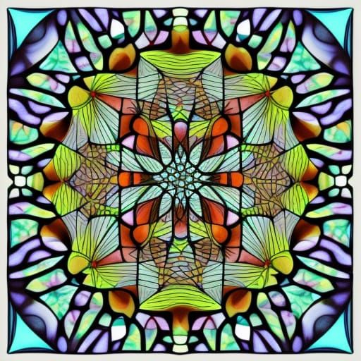 Geometric Stained Glass in Grapefruit