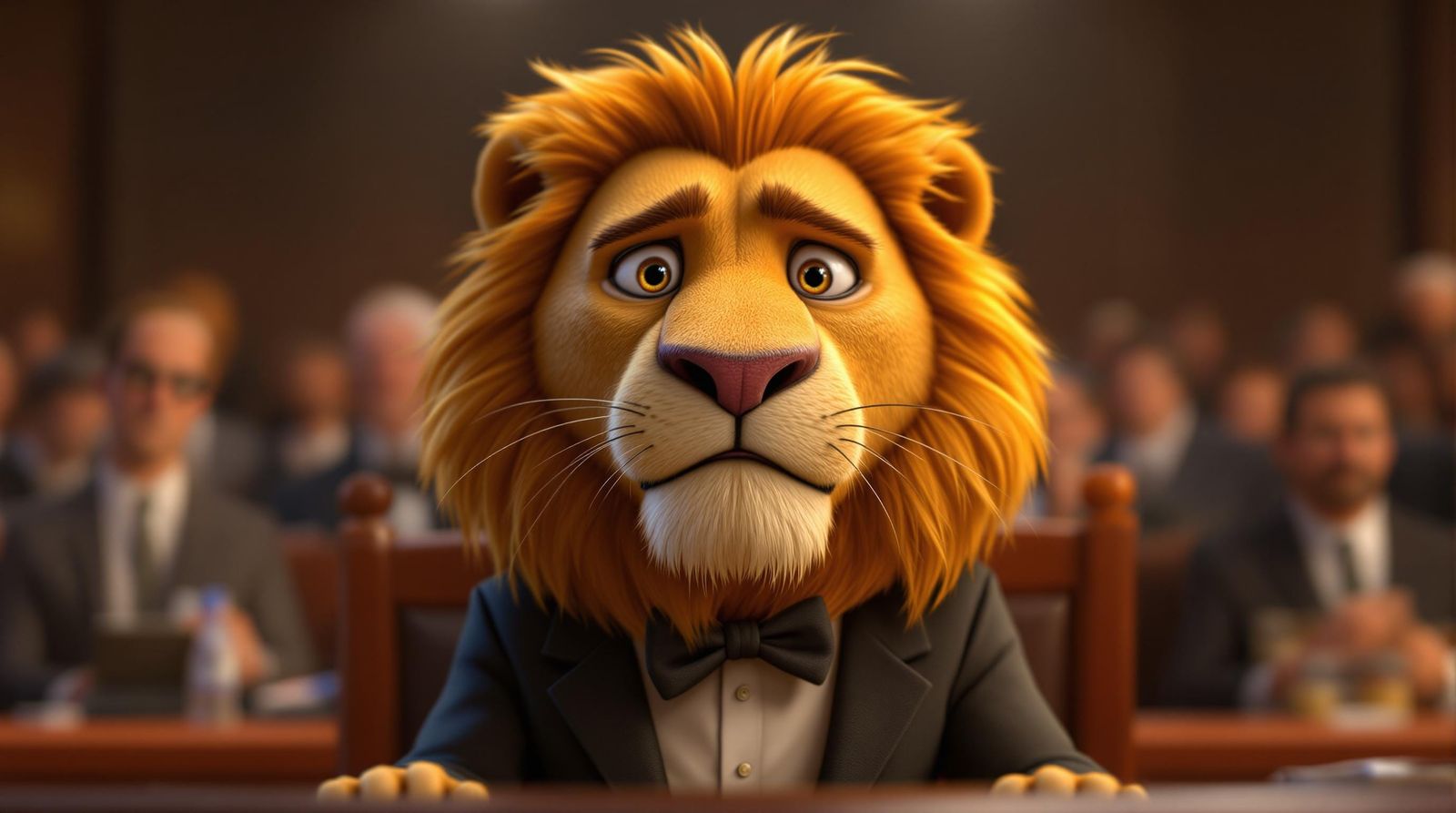 Lion Under Oath in CGI Portrait