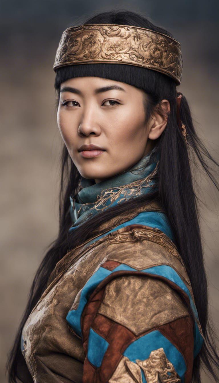 Mongolian Horsewoman: A Portrait of Strength and Skill