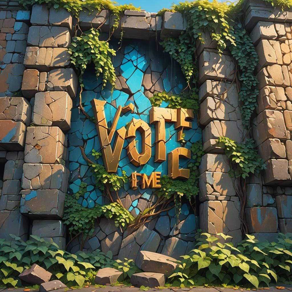 Magical Mural on Crumbling Wall in Fantasy Art