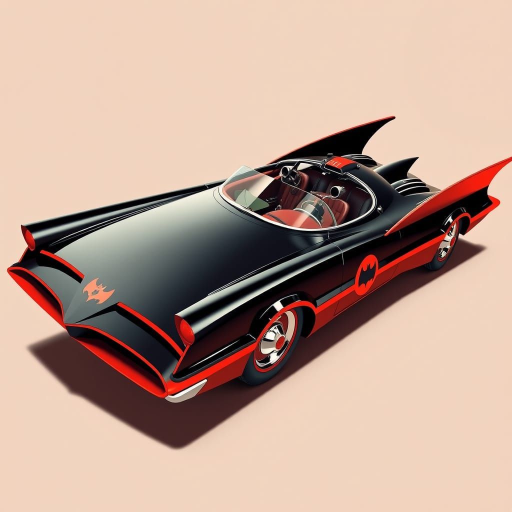 Vintage Batmobile in Retro-Futuristic Style