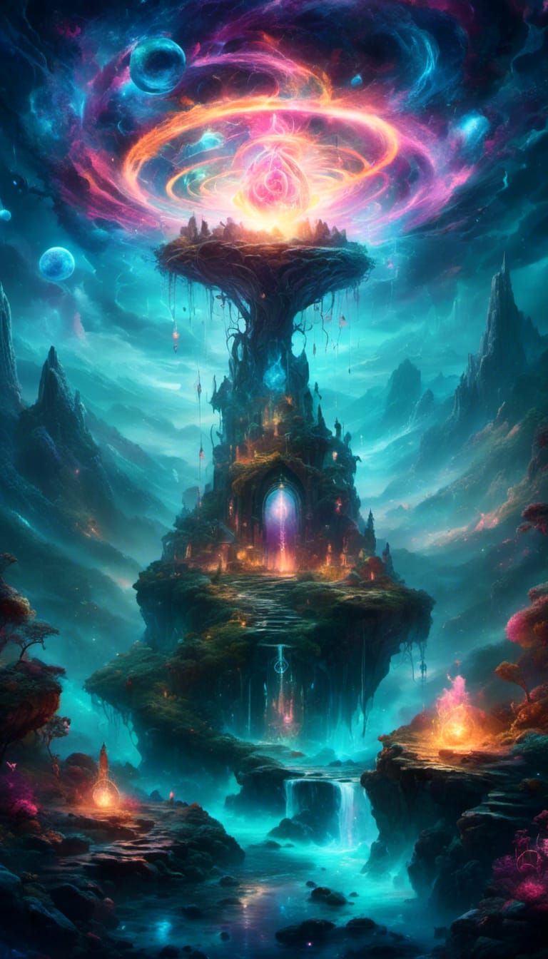 Ethereal Cosmic Vortex in Dreamy Darkness