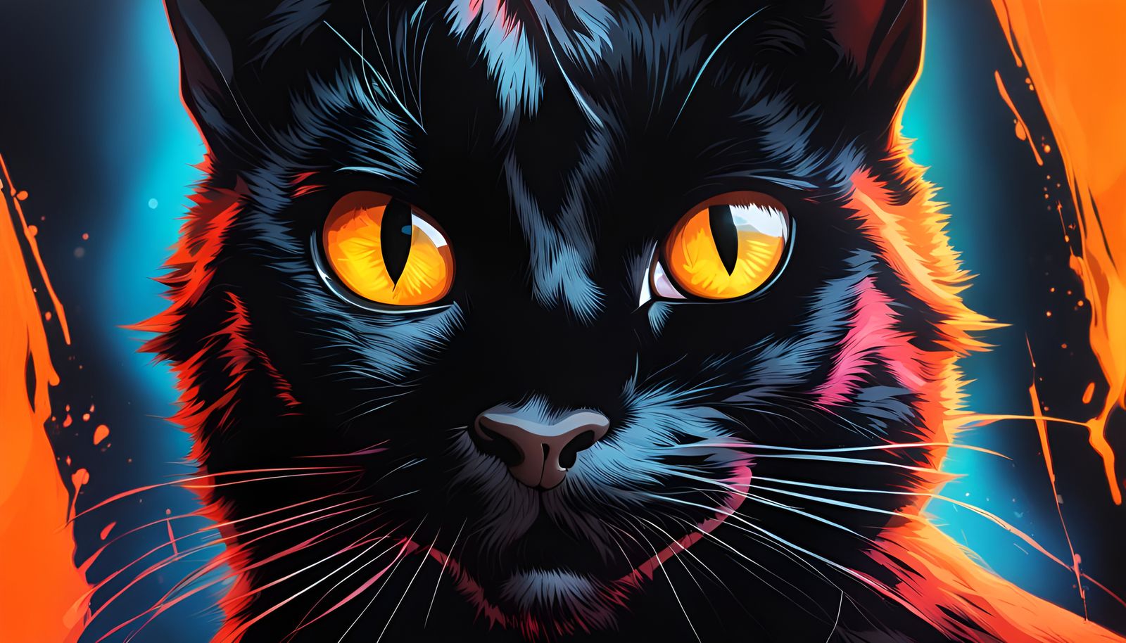 Halloween Cat in Costume: Hyperrealistic Splash Art