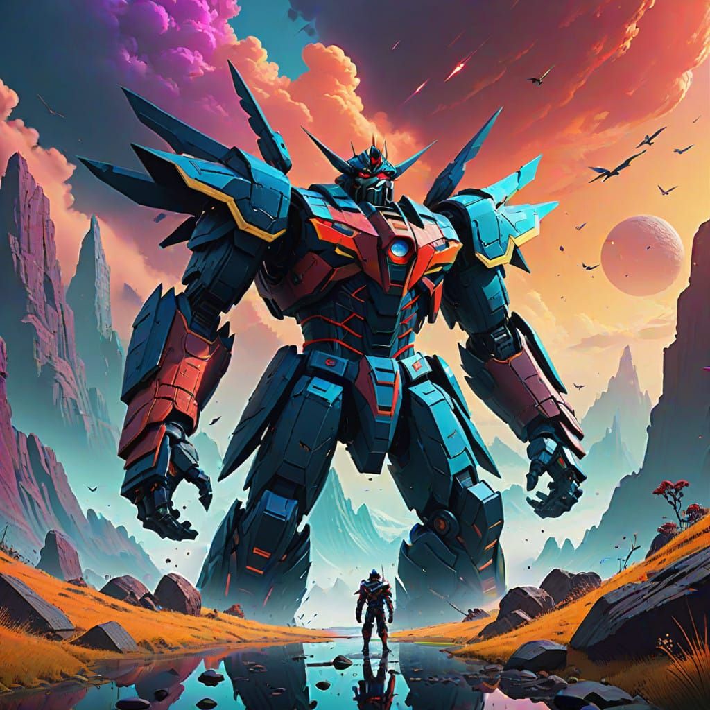 Epic Concept Art of Mazinkaiser Scrander in Fantasy Landscap...