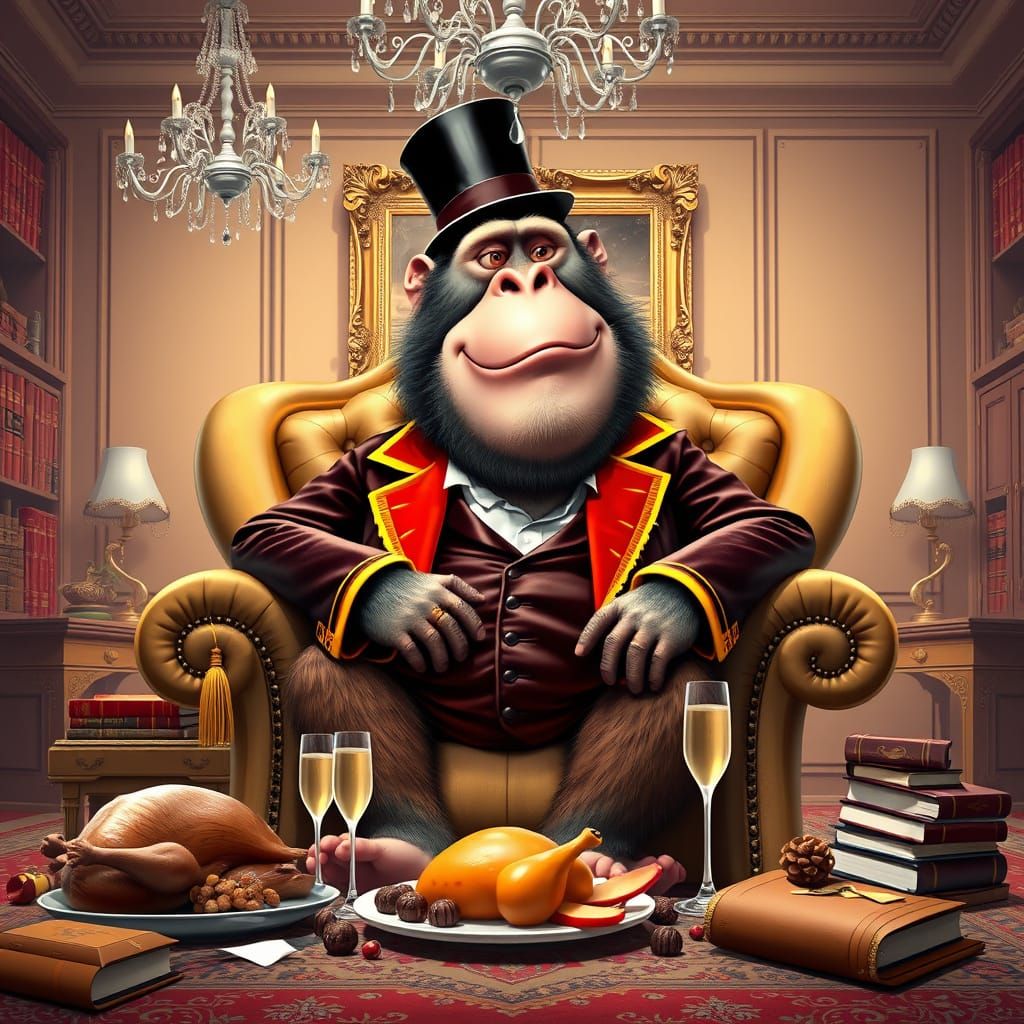 Jovial Baboon in Lavish Surroundings