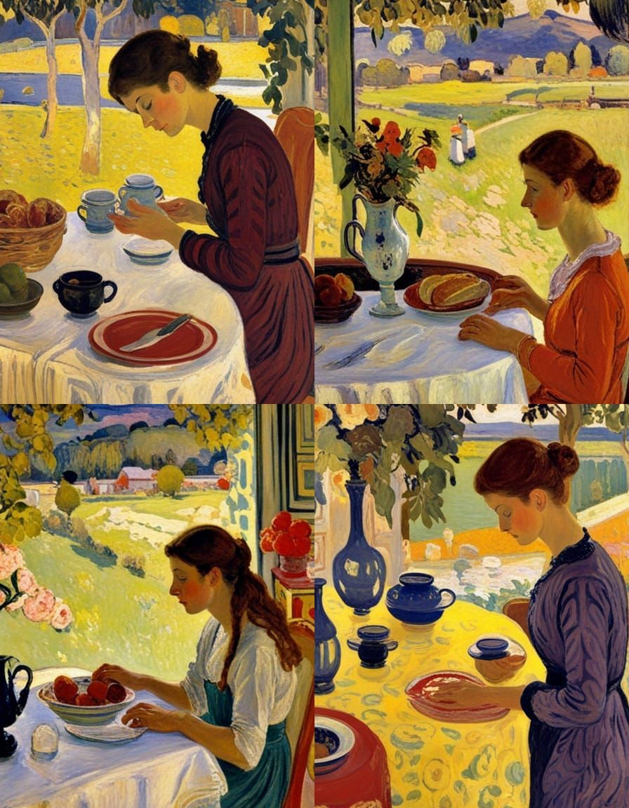 Intimate Interior Scene in Post-Impressionist Style