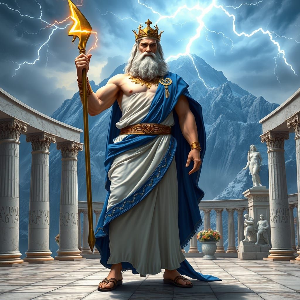 Godly King Exudes Power on Mount Olympus