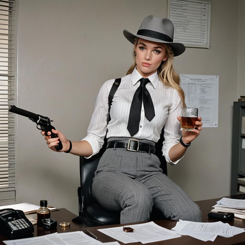 Woman in Fedora: Detailed Matte Painting