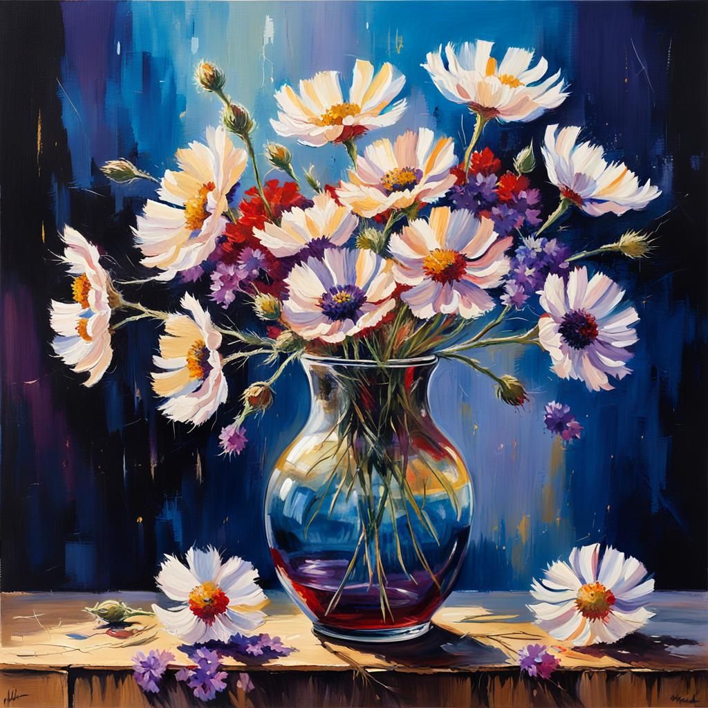 Wildflower Still Life in Expressive Impasto Style