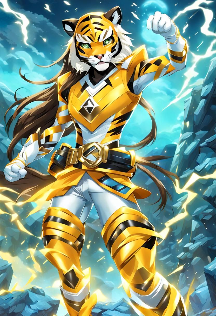Female Anthro Sabertooth Tiger in Action Pose