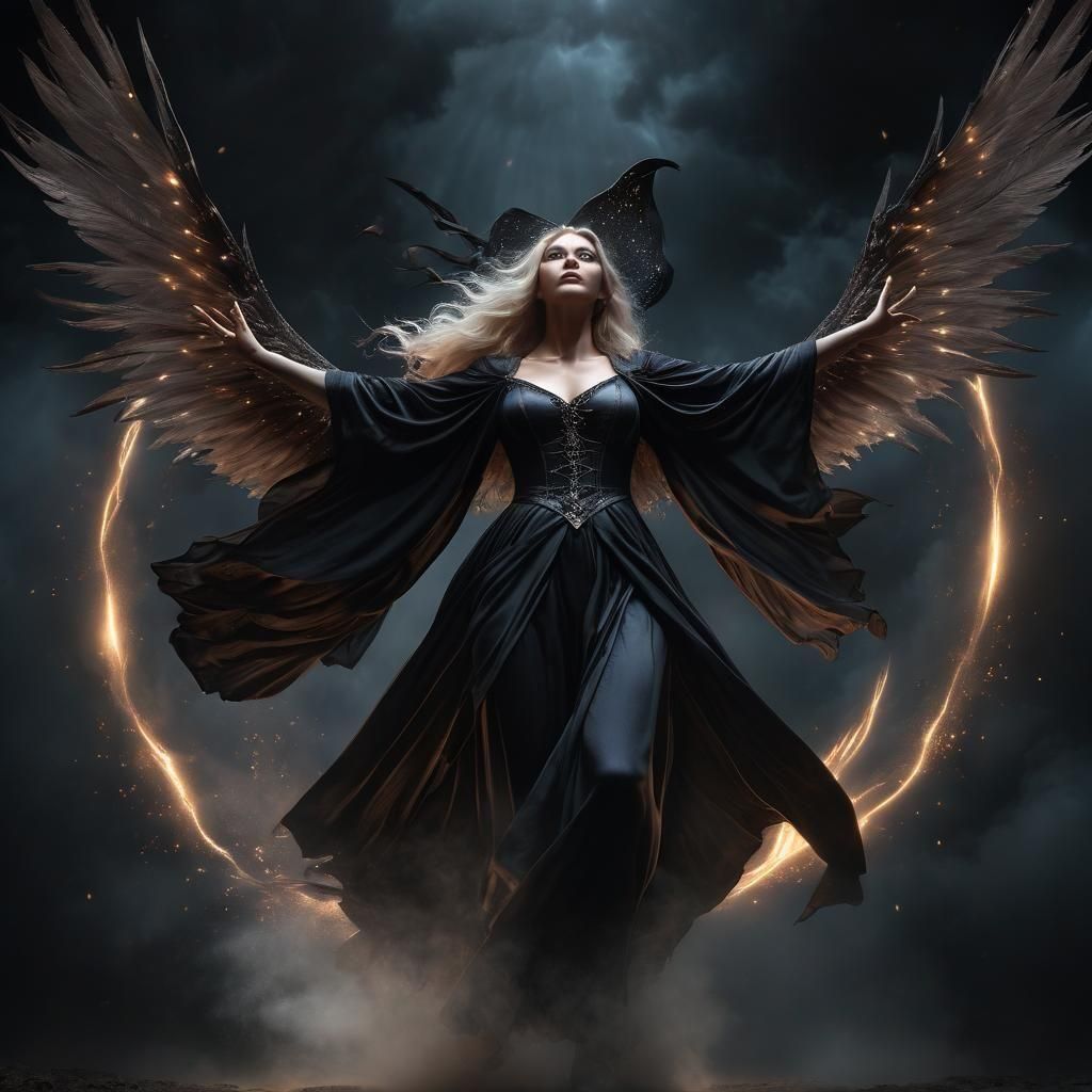 Majestic Celestial Witch with Magic Lights