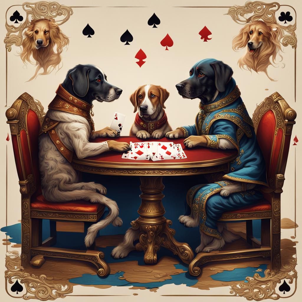 Dogs Playing Cards Fantasy Concept Art