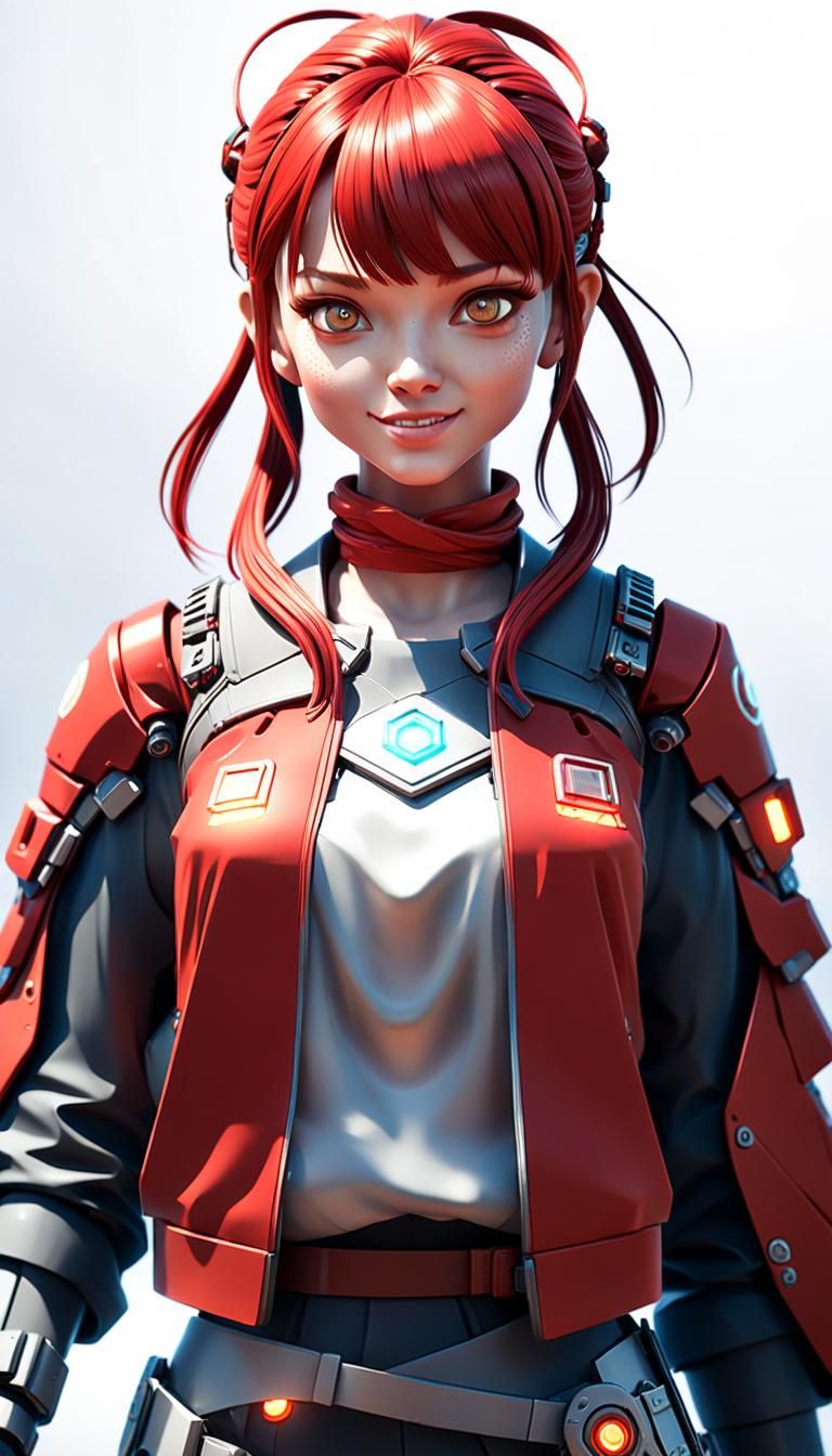 Charming Redhead Hero in Futuristic Mech Setting