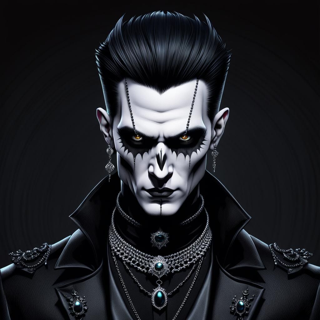 Gothic Male Figure in Comic-Cartoon Style