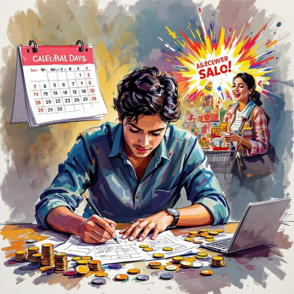 Vibrant Sketch of Big Billion Days Planning and Savings