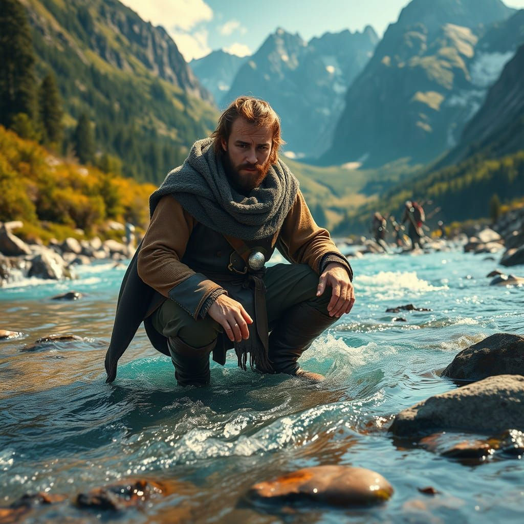 Medieval Adventurer Discovers Silver Nuggets in Mountain Str...