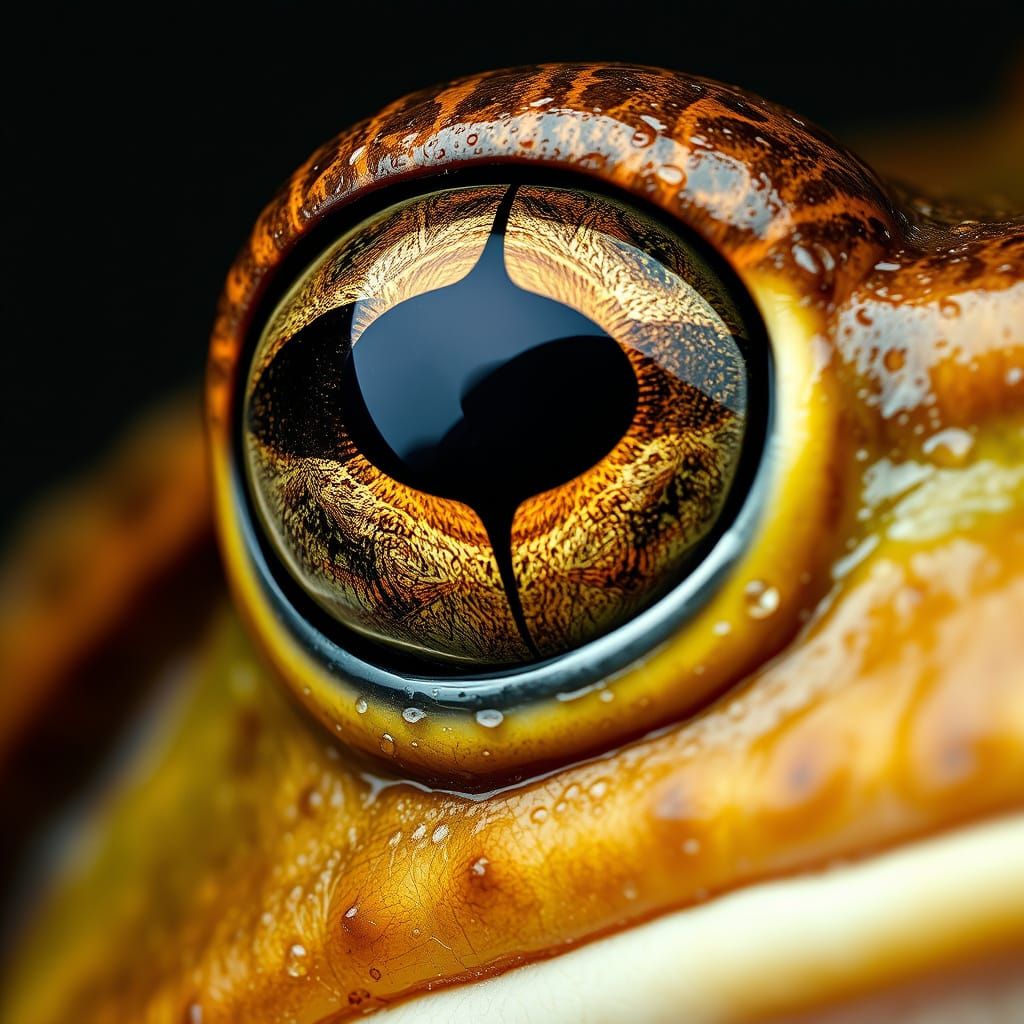 Detailed Close-Up of a Frog's Eye