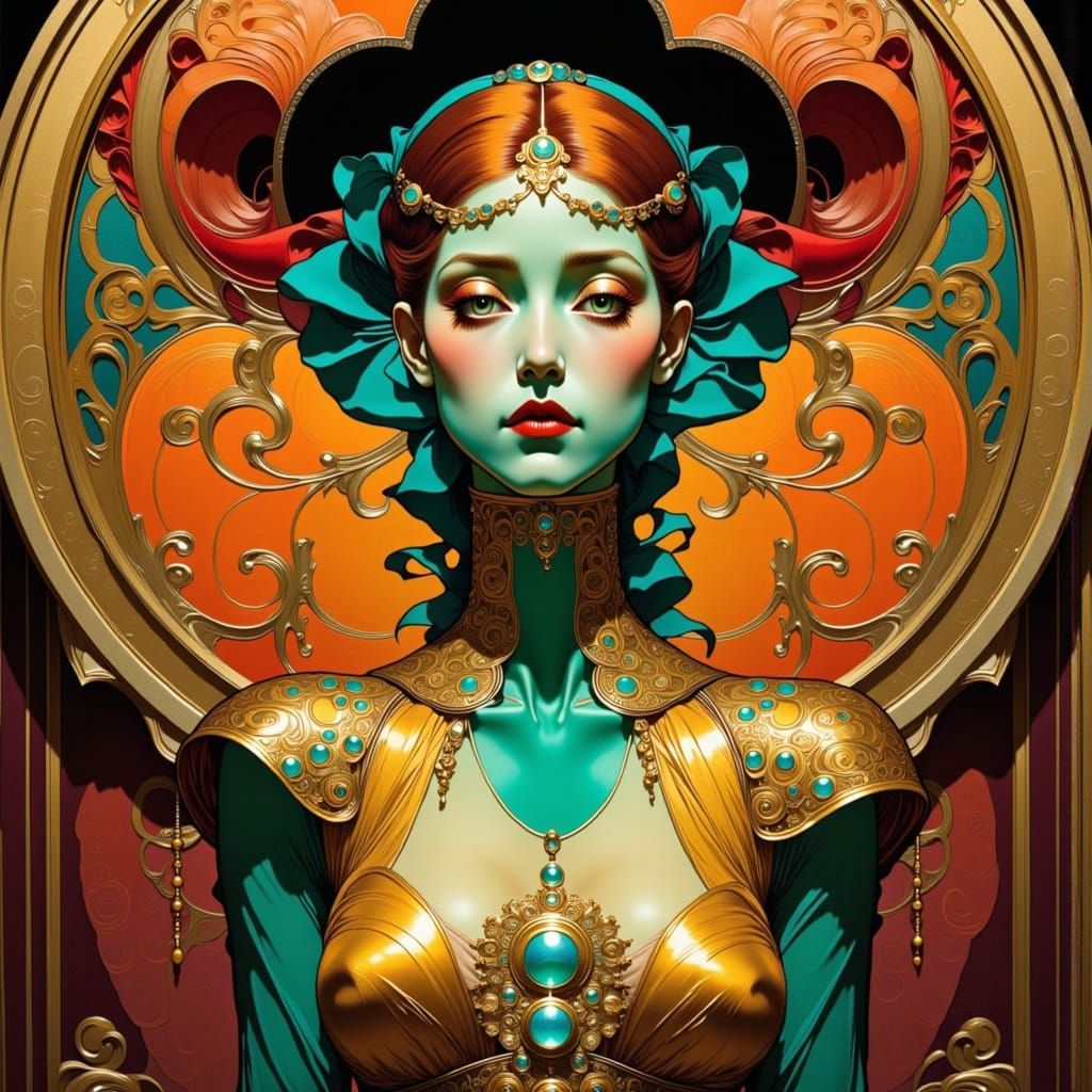 Baroque Zombie Voodoo Bride in Opulent Mansion